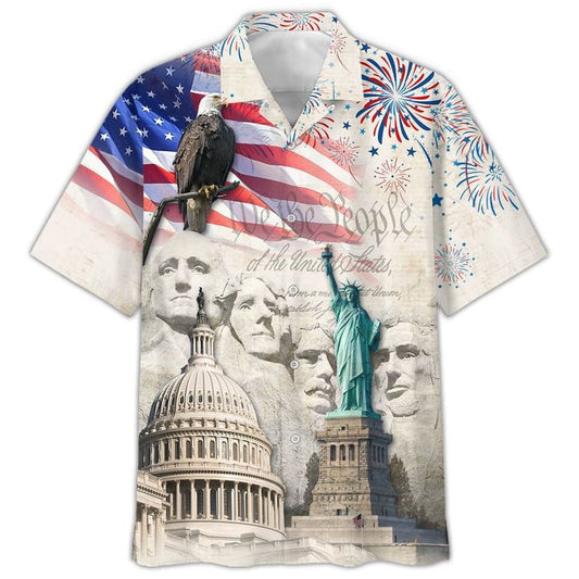 3D Full Printed Eagle President Flag Hawaiian Shirt, 4th July 3D Shirt for USA people HO3981
