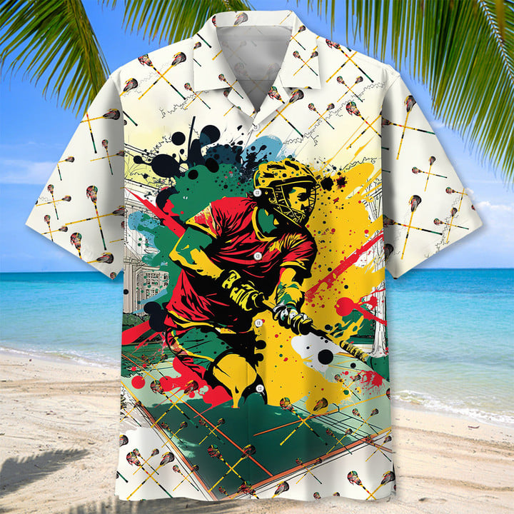 Lacrosse Sticks Hawaiian Shirt, Unisex Summer Beach Casual Short Sleeve Summer Vacation Beach Shirts HO3382