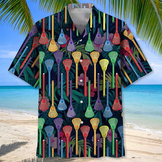 Lacrosse Sticks Hawaiian Shirt, Unisex Summer Beach Casual Short Sleeve Summer Vacation Beach Shirts HO3382