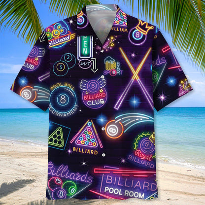 Billiard Neon Hawaiian Shirt, Billiard team Hawaiian shirt for men, Gift for billiard player HO2992