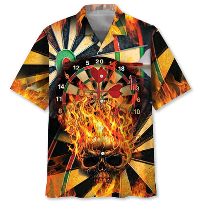 Darts Skull fire Hawaiian Shirt, Darts team Hawaiian shirt for men, Gift for Darts player HO2997