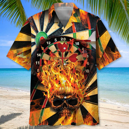 Darts Skull Hawaiian Shirt, Gift for dart lover HO3252