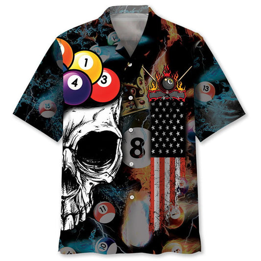 Billiard Skull Hawaiian Shirt, Billiard team Hawaiian shirt for men, Gift for billiard player HO2993