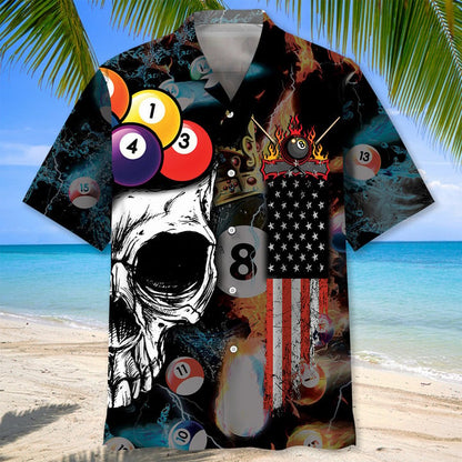 Billiard Skull Hawaiian Shirt, Billiard team Hawaiian shirt for men, Gift for billiard player HO2993