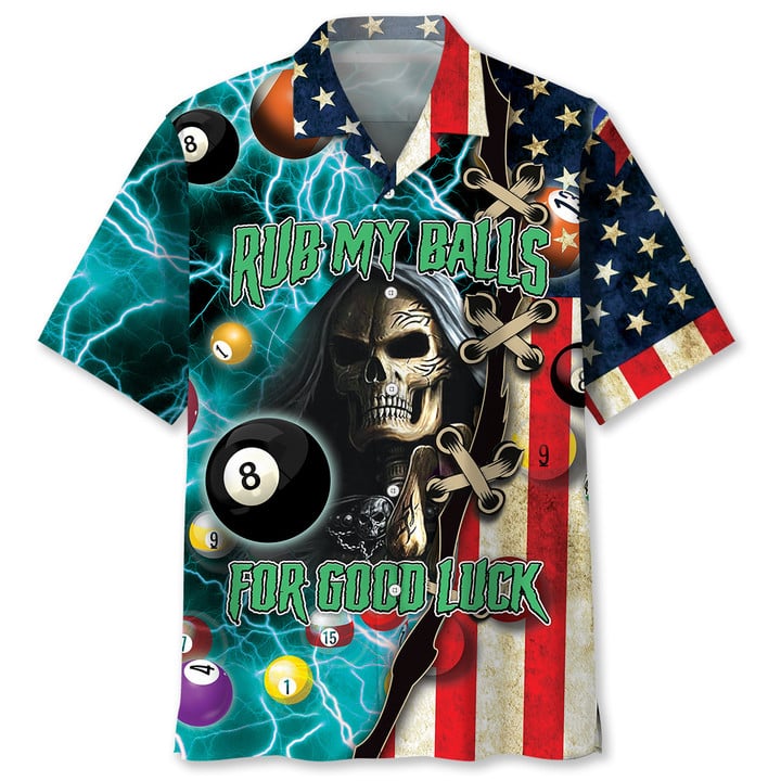 Billiard Luck Hawaiian Shirt, Billiard flag skull Hawaiian shirt for men HO2990