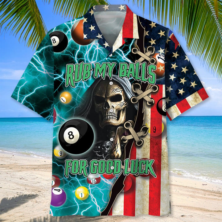 Billiard Luck Hawaiian Shirt, Billiard flag skull Hawaiian shirt for men HO2990