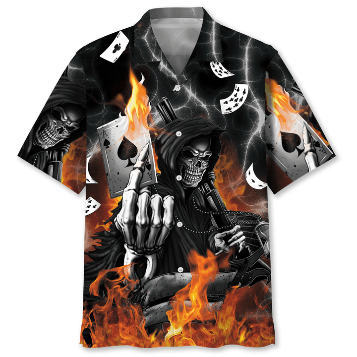 Casino Skull Hawaiian Shirt, Unisex Summer Beach Casual Short Sleeve Summer Vacation Beach Shirts HO3379