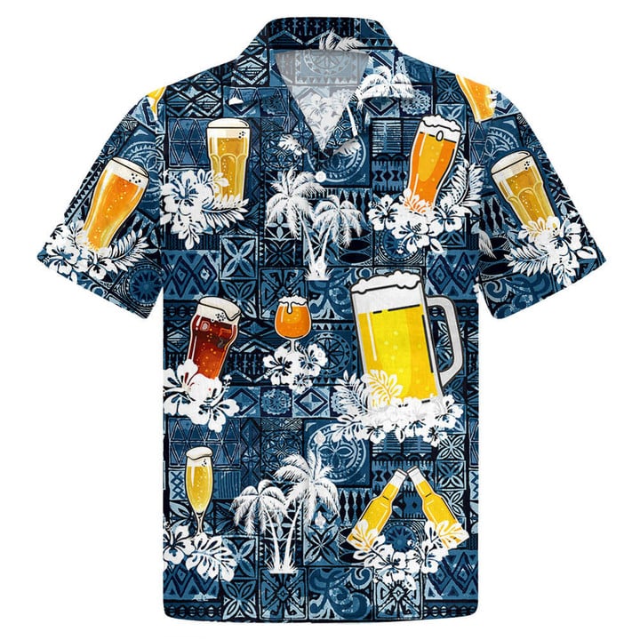 Beer Hawaiian Shirt Style Blue Drinking Shirt Beer Lover Gift, Aloha Beach Shirt HO3546