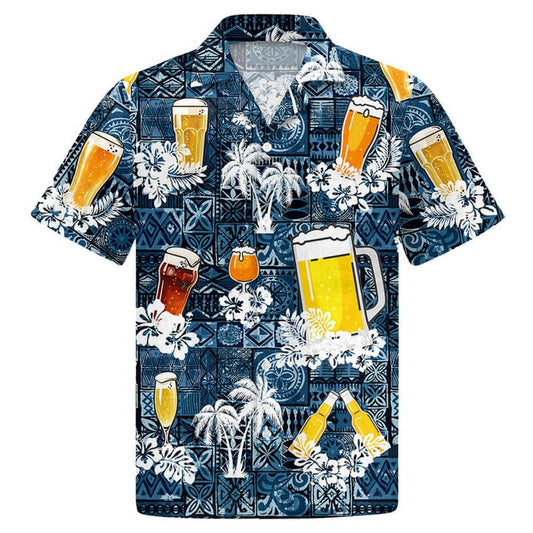 Beer Hawaiian Shirt Style Blue Drinking Shirt Beer Lover Gift, Aloha Beach Shirt HO3546