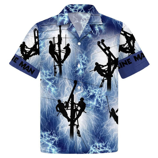 Lineman Red Thunder Storm Hawaiian Shirt, Aloha Hawaiian Shirt HO3549