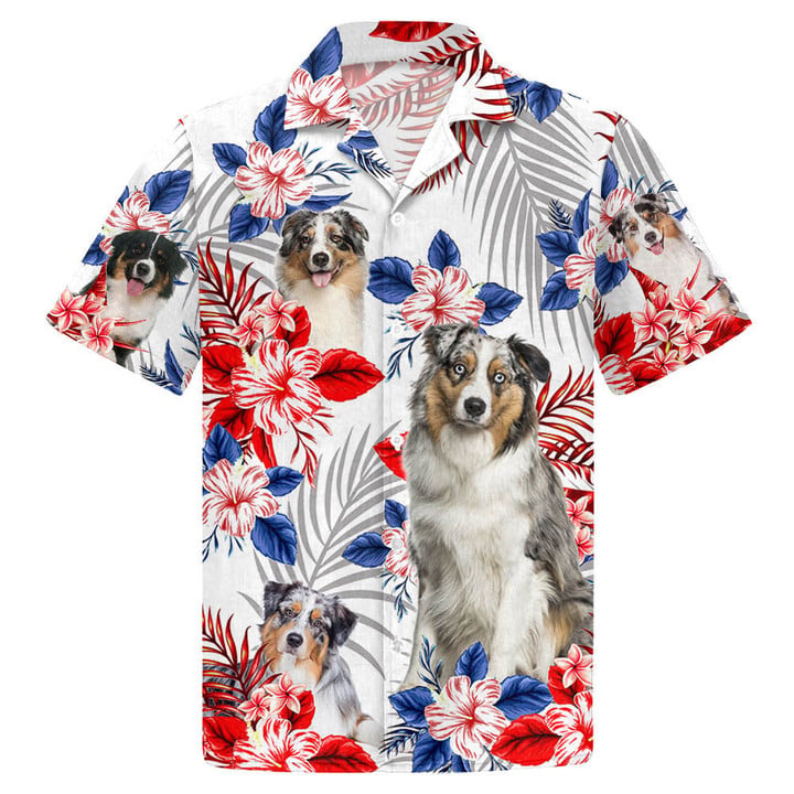 Australian Shepherd American Flag Hawaiian Shirt For Dog Lovers, Unisex Hawaiian Shirt HO3545