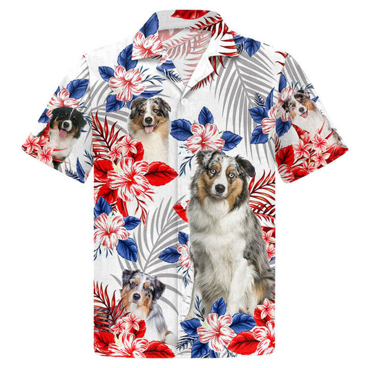 Australian Shepherd American Flag Hawaiian Shirt For Dog Lovers, Unisex Hawaiian Shirt HO3545