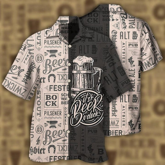 Funny Beer Hawaiian Shirt Men Women It Is Beer O'clock, Hawaiian Shirt HO3595