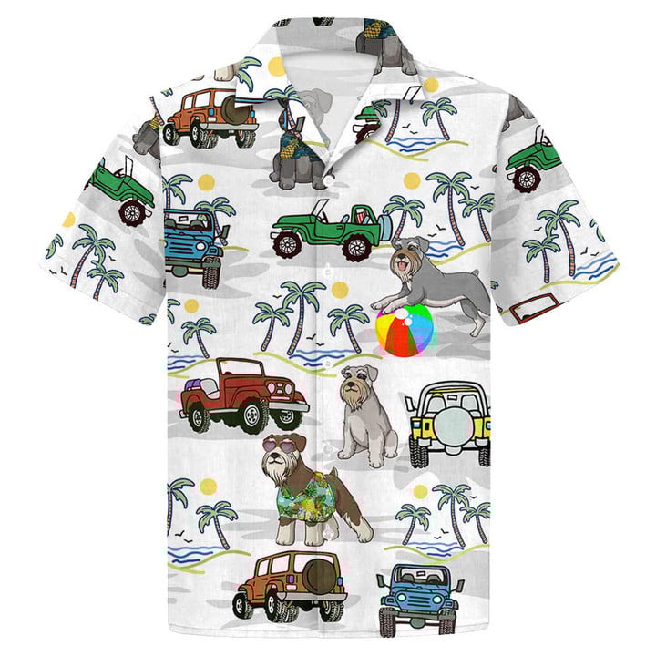 Schnauzer And Jeep Hawaiian Shirt Beach Shirt Gift For Schnauzer Mom Schnauzer Dad, Aloha Hawaiian Shirt HO3559