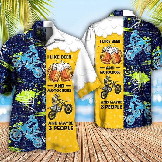 Beer I Like Beer And Motocross Unisex Hawaiian Shirt, Beach Shirt HO3588