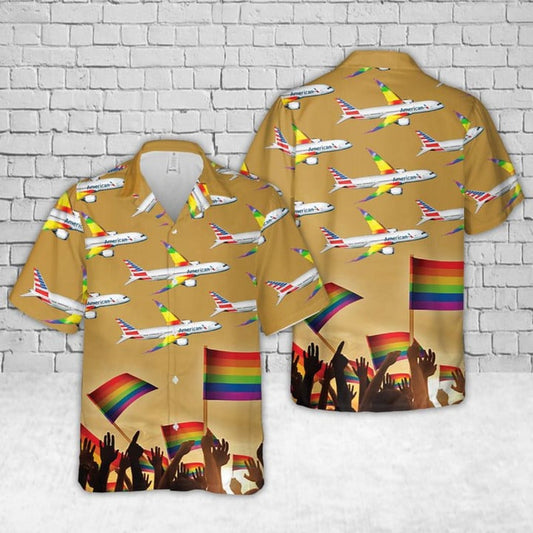 Gay Pride Hawaiian Shirt, American Airlines Fly With Pride Hawaiian Shirt, Pride Hawaiian Shirt, Haiwaiian Shirt HO3610