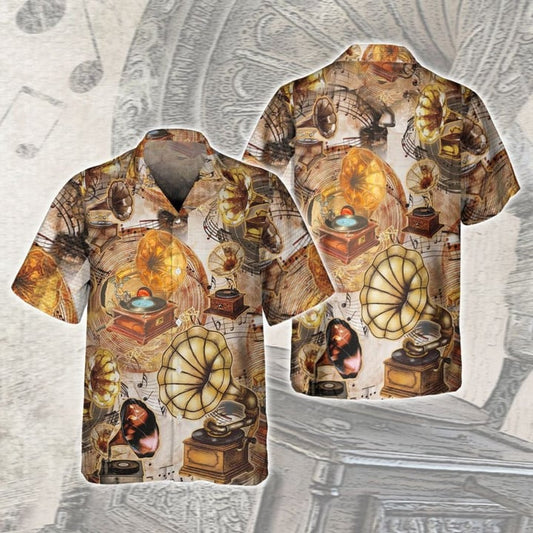 Gramophone Vinyl Records All Over Print Hawaiian Shirt, Music Hawaiian Shirts, Gender-neutral Adult Clothing HO3574