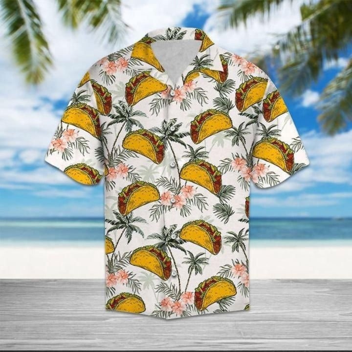 Tropical Floral And Taco Hawaiian Shirt, Aloha Hawaiian Shirt, Shirt For Men, Gift For Him, Unisex Hawaiian Shirt HO3619