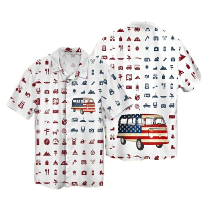 Camping Hawaiian Shirt, 3d All Over Printed Aloha Beach Shirt Short Sleeve For Camping, American Camp Hawaii Shirt, Summer Gift For Women HO3573