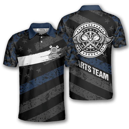 Lasfour Passionate Blue Camo Darts Personalized Name And Team Name 3D Shirt DMA0297