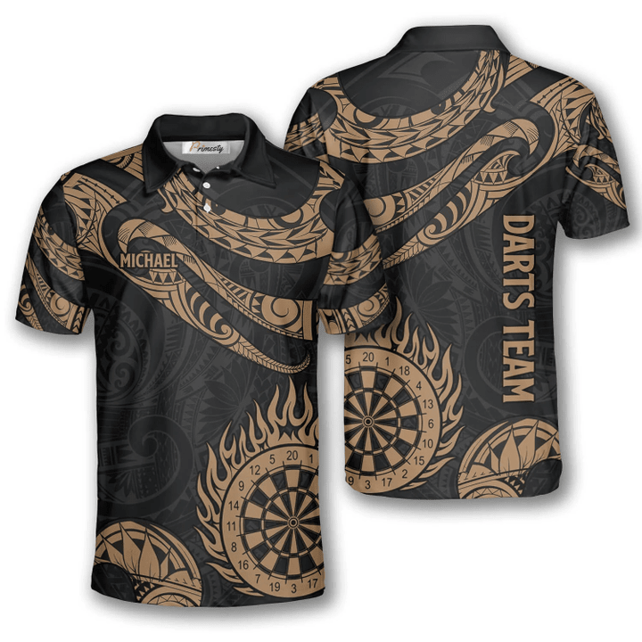 Lasfour Golden Hawaiian Tribal Darts Personalized Name And Team Name 3D Shirt DMA0289