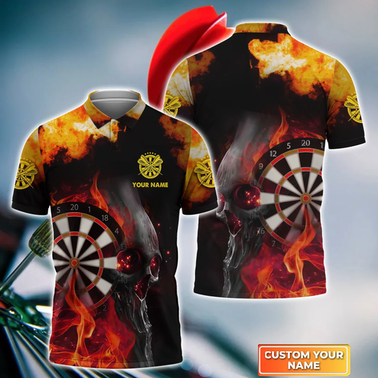 Lasfour Darts Fire Skull Personalized Name I Play Darts Because I Like It 3D Shirt DMA0255