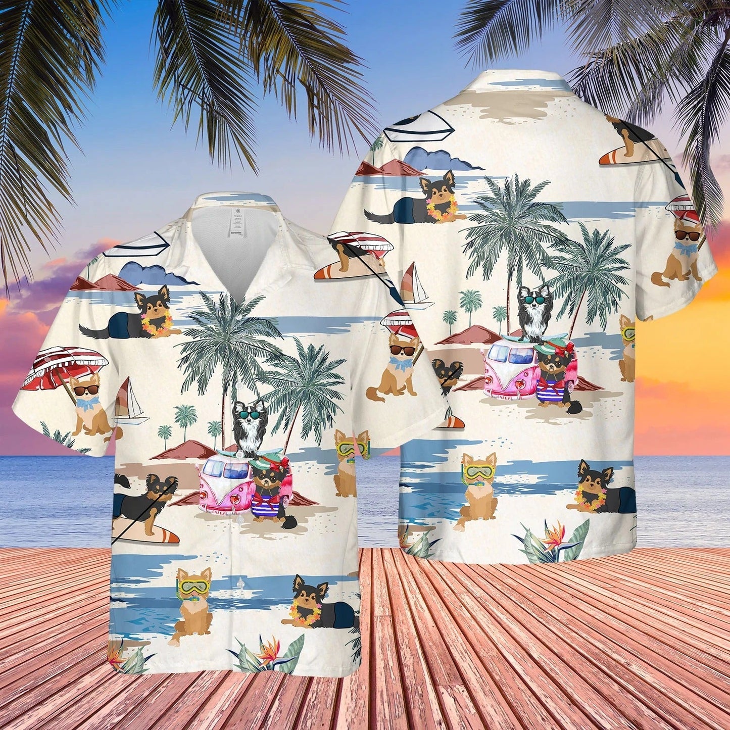 Chihuahua Longhair Summer Beach Hawaiian Shirt, Short Sleeve Dog Aloha Beach Shirt For Men And Woman HO4904