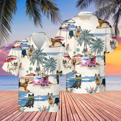 Cairn Terrier Summer Beach Hawaiian Shirt, Short Sleeve Dog Aloha Beach Shirt For Men And Woman HO4901