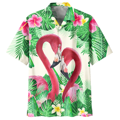 Flamingo Tropical Hawaiian Shirt, Flowers Flamingo Aloha Shirt, Men's Hawaiian Shirt HO2437