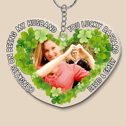 Congrats On Being My Husband-Custom Photo Keychain- Couple Gift- Couple Keychain KO0010