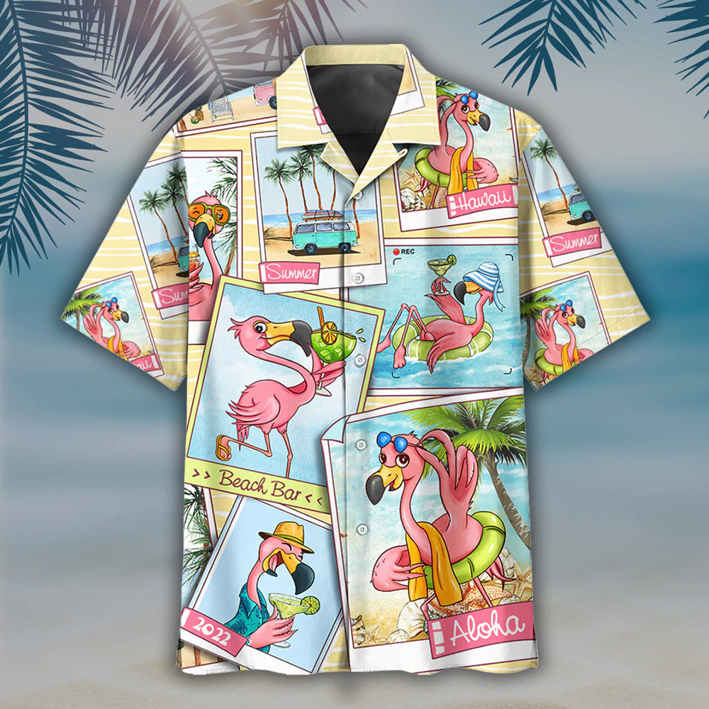 Summer Flammingo beach hippie Hawaiian shirt HO1423