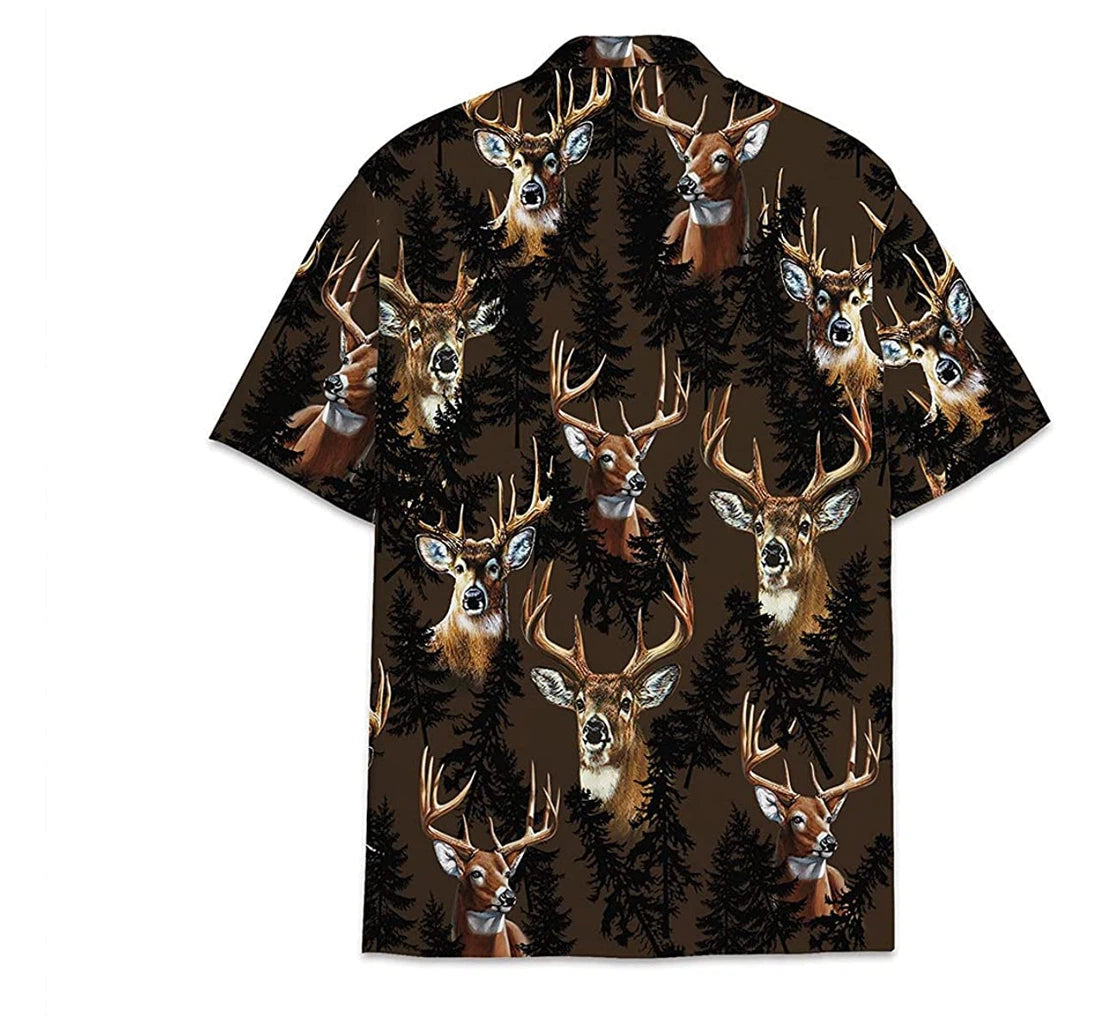 Deer Hunting Pattern Short Tall Hawaiian Shirt, Button Up Aloha Shirt For Men, Women HO0835