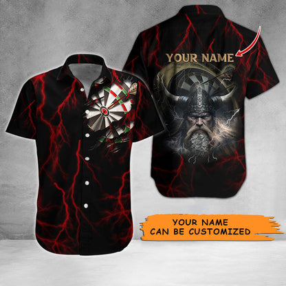 Customized Name Darts Hawaiian Shirt, Personalized Name Darts And Viking Hawaiian Shirts - Gift For Darts Lovers HO3459