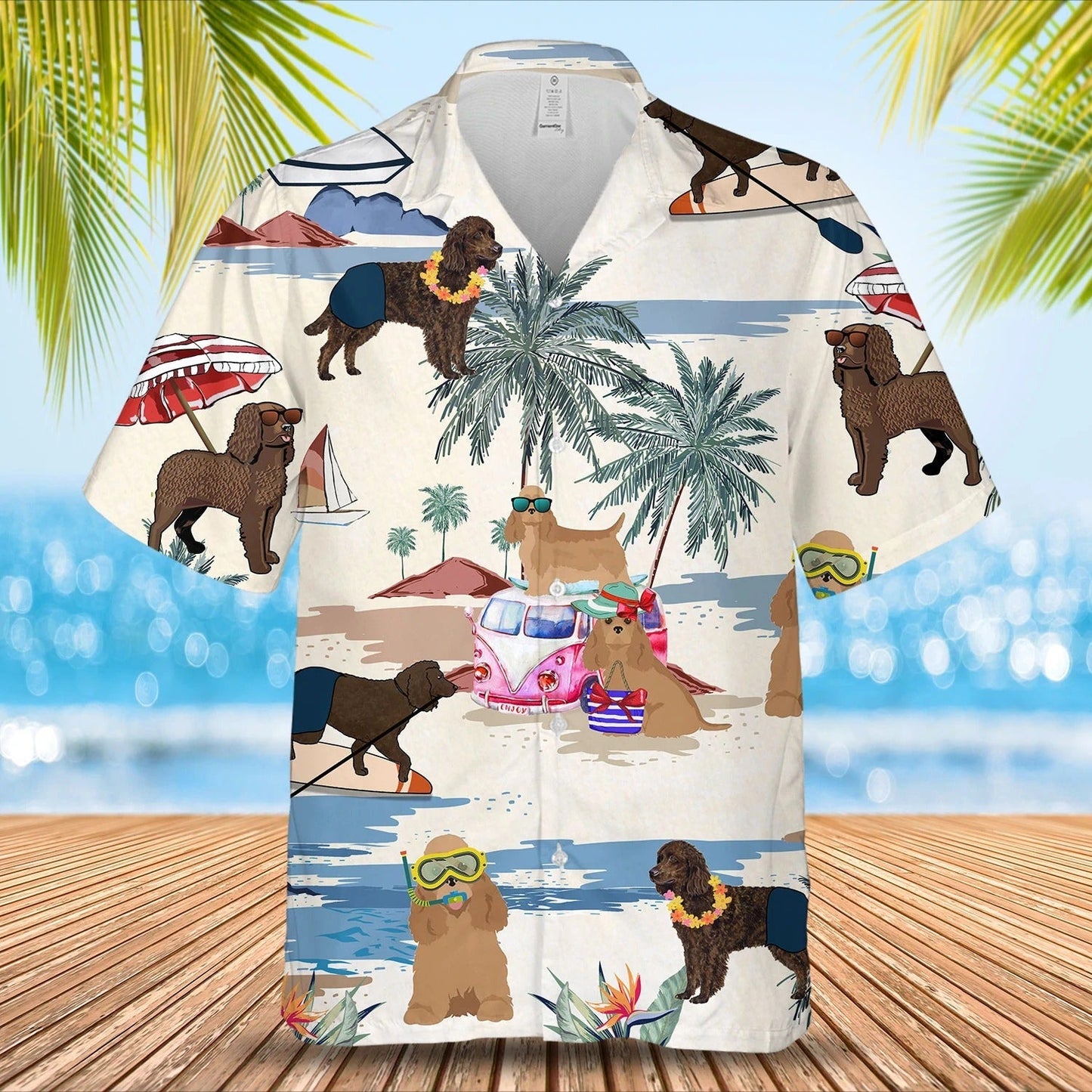 American Water Spaniel Summer Beach Hawaiian Shirt, Summer Beach And Dog In Hawaii Aloha Shirt HO4896
