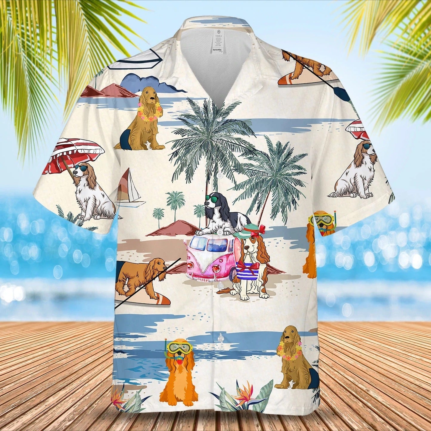Cocker Spaniel Summer Beach Hawaiian Shirt, Short Sleeve Dog Aloha Beach Shirt For Men And Woman HO4909
