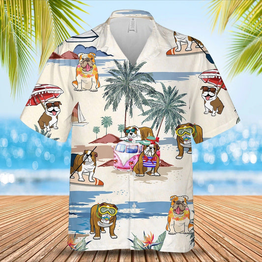 Bulldog, Boston Terrier Summer Beach Hawaiian Shirt, Dog Breed 3D Print On Hawaiian Aloha Shirt For Men And Woman HO4900
