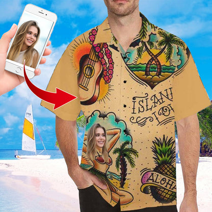 Custom Face Hawaiian Shirt Funny Face Photo Hawaiian Shirt for Husband Personalized Hawaiian Shirt Photo Tropical Aloha Shirt For Men HO4339