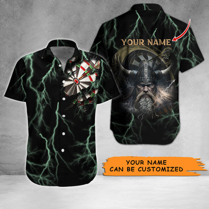 Customized Name Darts Hawaiian Shirt, Personalized Name Darts And Viking Hawaiian Shirts - Gift For Darts Lovers HO3459