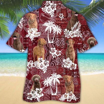 Chesapeake Bay Retriever Red Hawaiian Shirt, Gift for Dog Lover Shirts, Animal Summer Shirts, Hawaiian Shirt Men HO1286