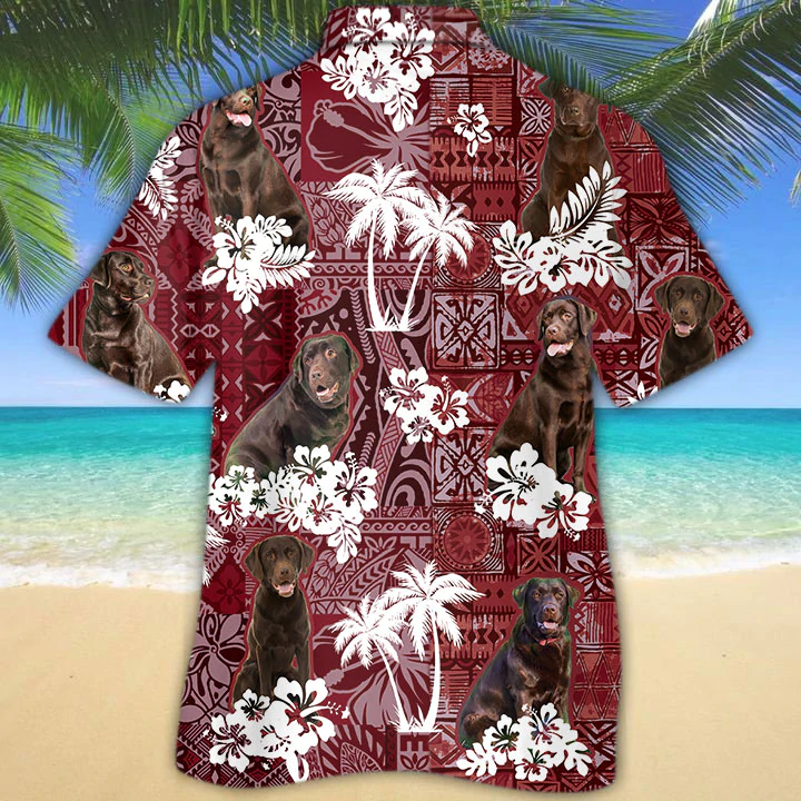 Chocolate Labrador Red Hawaiian Shirt, Gift for Dog Lover Shirts, Animal Summer Shirts, Hawaiian Shirt Men HO1284