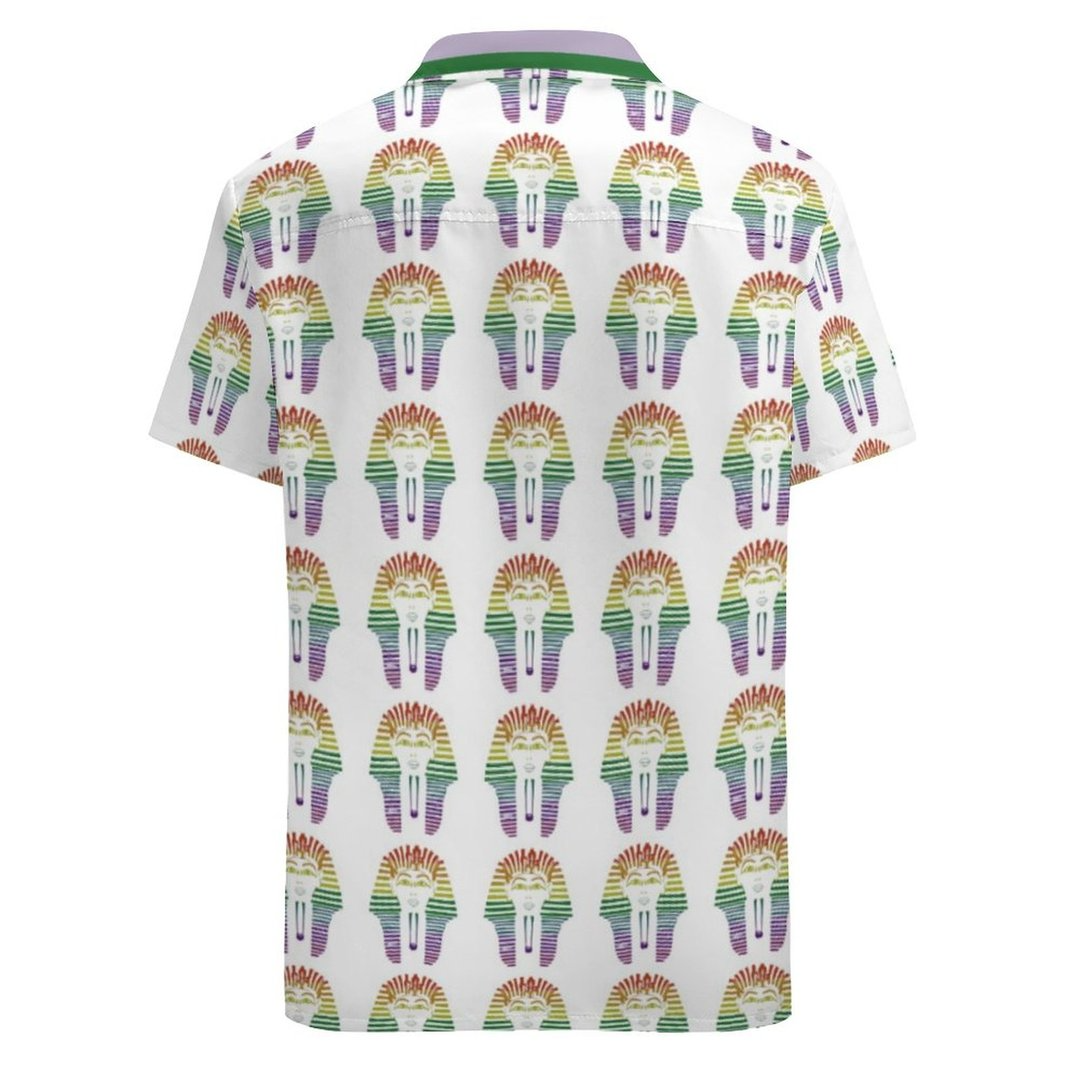 Rainbow Gay Lgbtq Pride Month Egyptian Pharaoh Hawaiian Vintage Shirt Mens Button Down Tropical Hawaii Beach Shirts HO4520