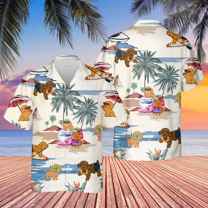 Poodle Toy Summer Beach Hawaiian Shirt, Short Sleeve Dog Full Print Aloha Beach Shirt For Dog Lovers HO4915