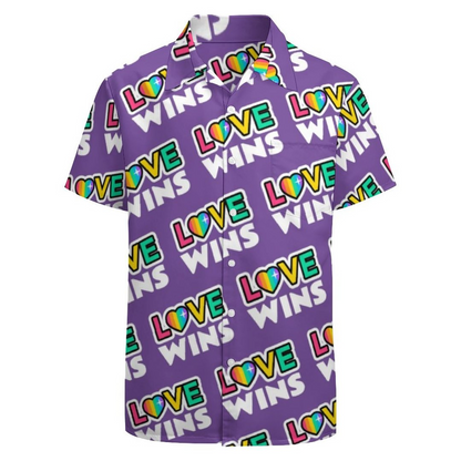 Pride Lgbtq Love Wins Rainbow Purple Hawaiian Vintage Shirt Mens Button Down Plus Size Tropical Hawaii Beach Shirts HO4501