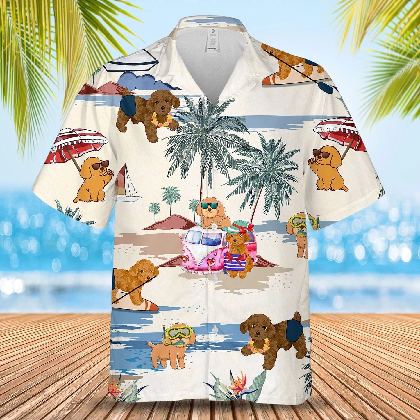 Poodle Toy Summer Beach Hawaiian Shirt, Short Sleeve Dog Full Print Aloha Beach Shirt For Dog Lovers HO4915