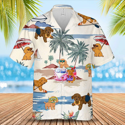 Poodle Toy Summer Beach Hawaiian Shirt, Short Sleeve Dog Full Print Aloha Beach Shirt For Dog Lovers HO4915