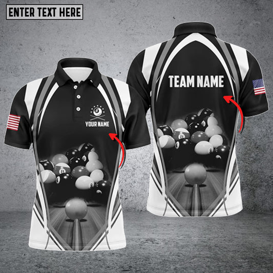 Lasfour Billiard Balls US Flag Black Personalized Name 3D Shirt BIA0589