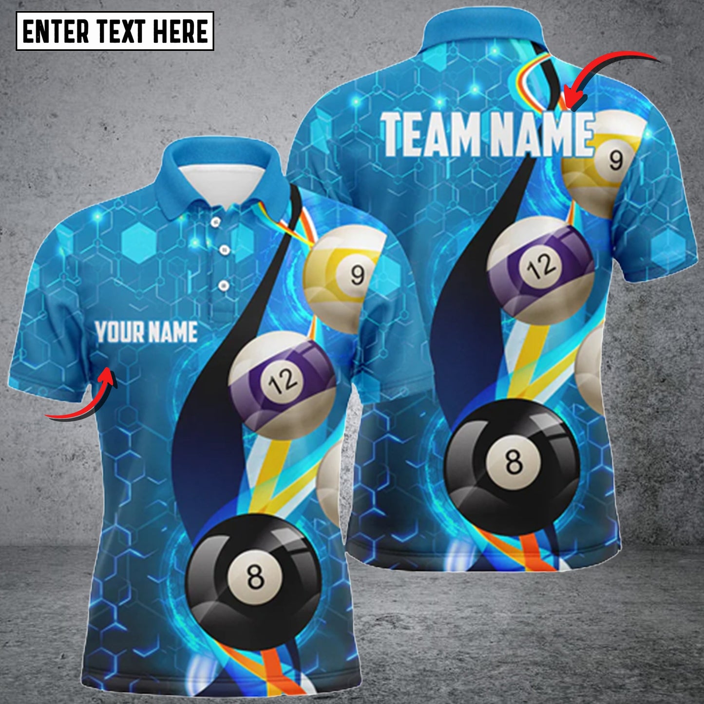 Lasfour Billiard Balls Blue Personalized Name 3D Shirt BIA0582