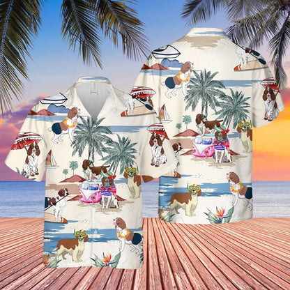 Welsh Springer Spaniel Summer Beach Hawaiian Shirt, Cool Aloha Beach Shirt For Summer HO4917