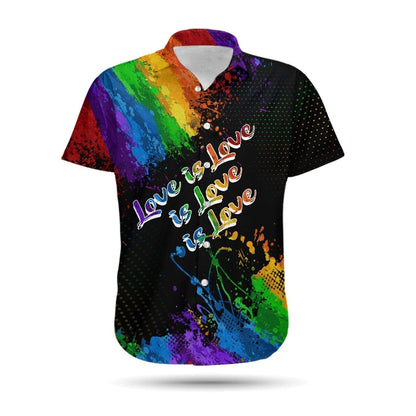 LGBT Hawaiian Shirt Love Is Love Pride Month Rainbow Watercolor Black Hawaii Aloha Shirt HO2917