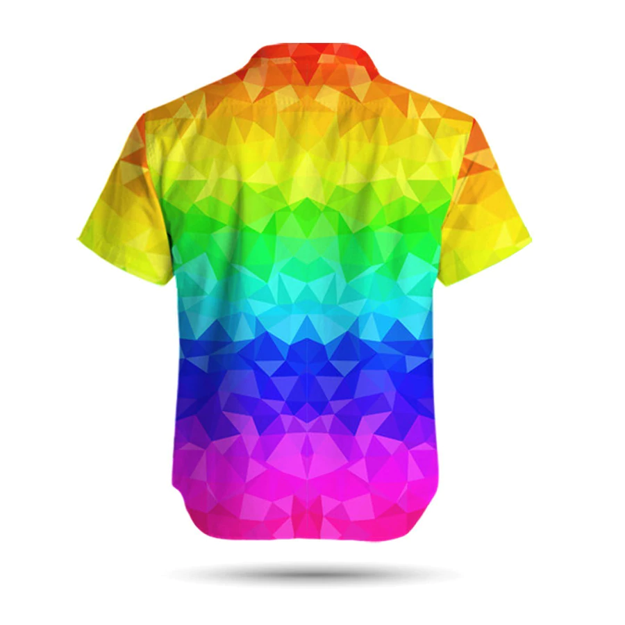 LGBT Pride Hawaiian Shirt Rainbow Polygonal American Flag Inside Hawaii Aloha Shirt HO5504